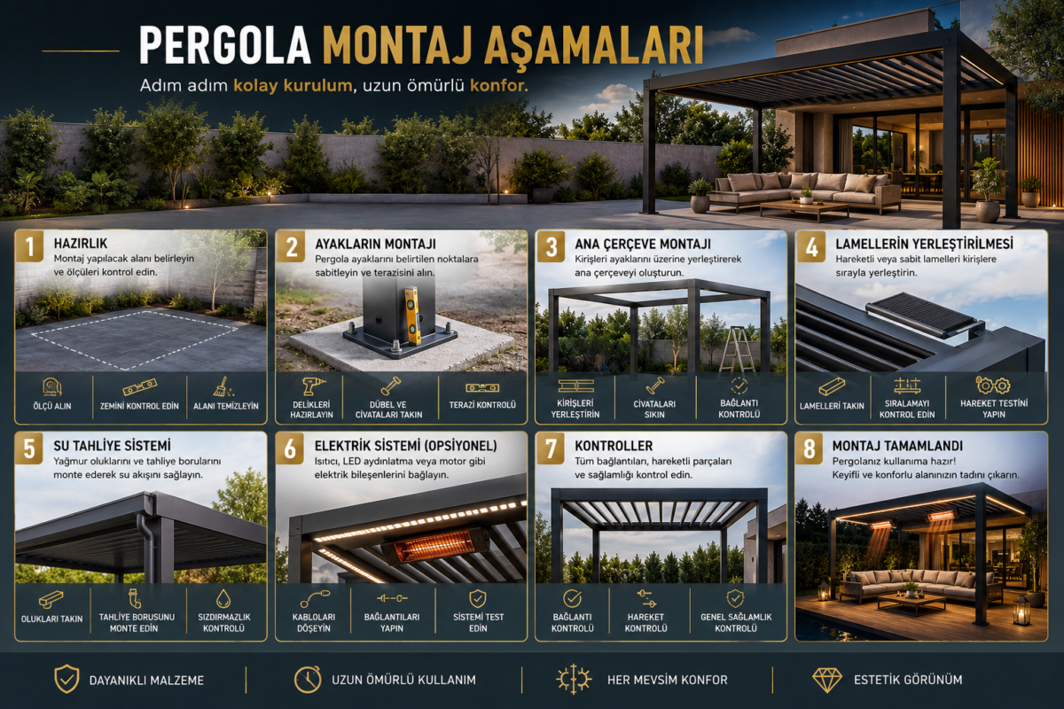 pergola montajı aşamaları