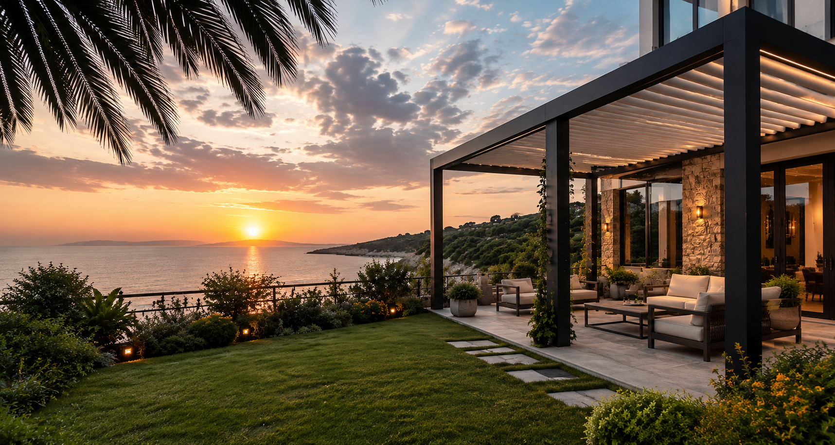 Bioklimatik Pergola dış mekân tasarımı
