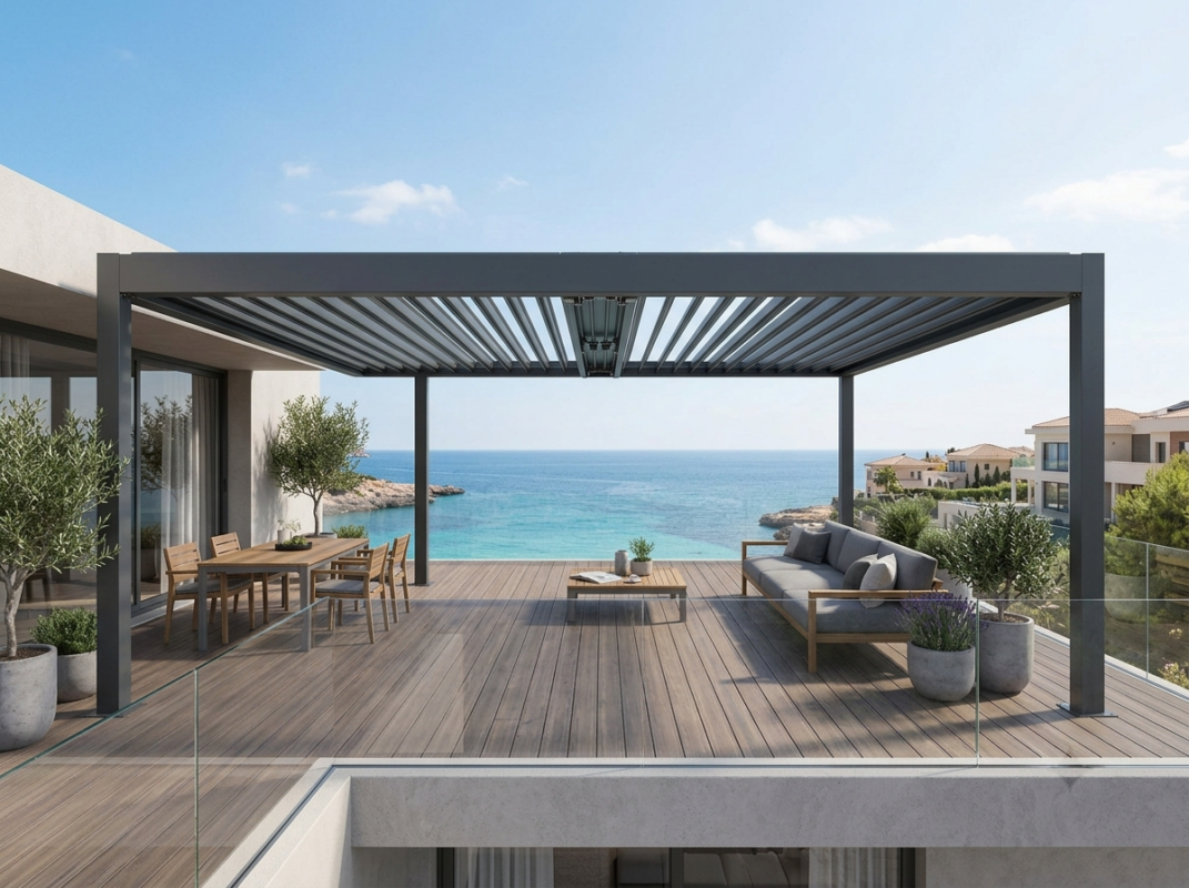 Sürgülü Pergola dış mekân tasarımı